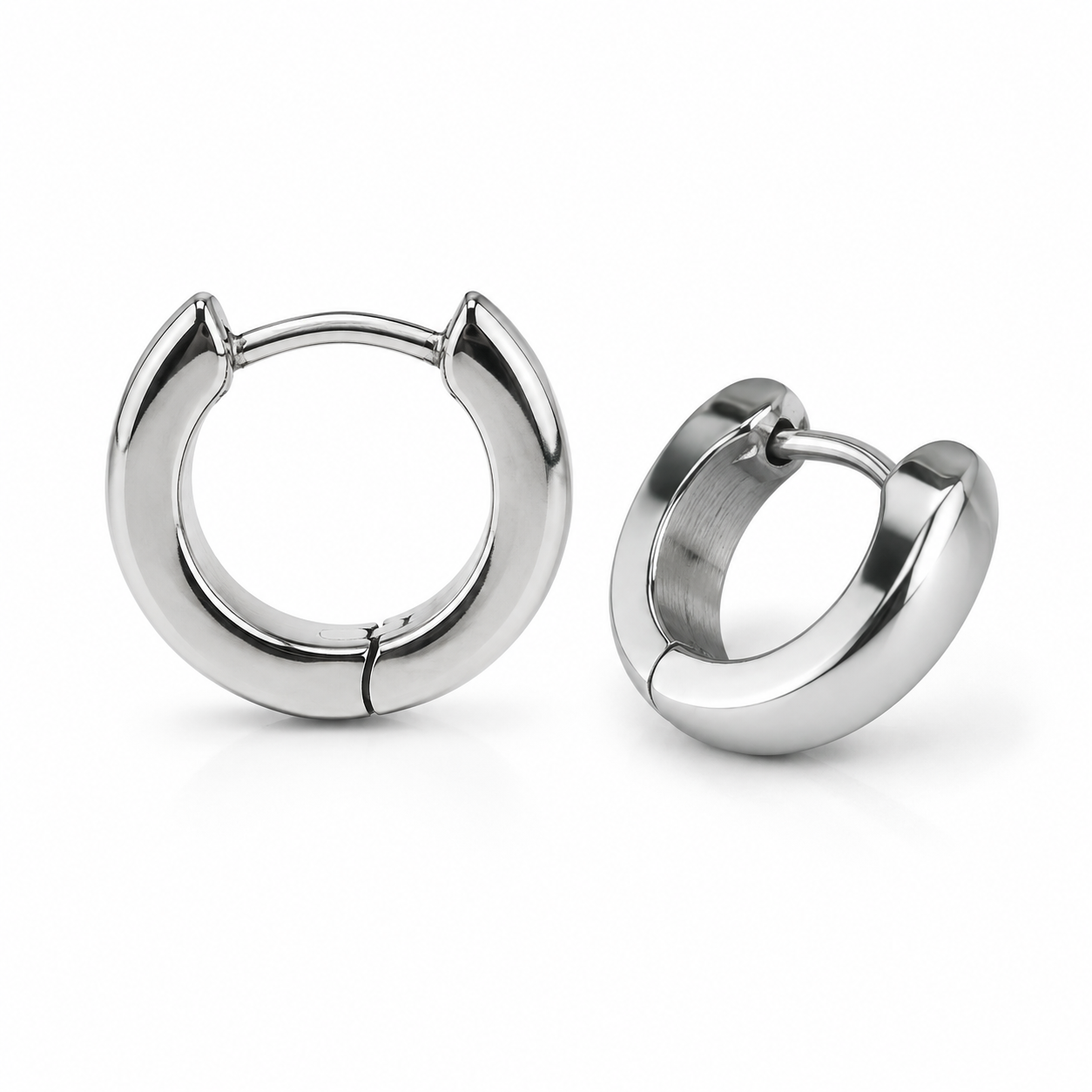 Stainless Steel Hoop Earrings – Polished Silver | moggi fillier